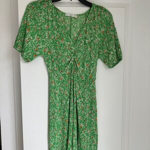 Mango Green Floral Mini Dress